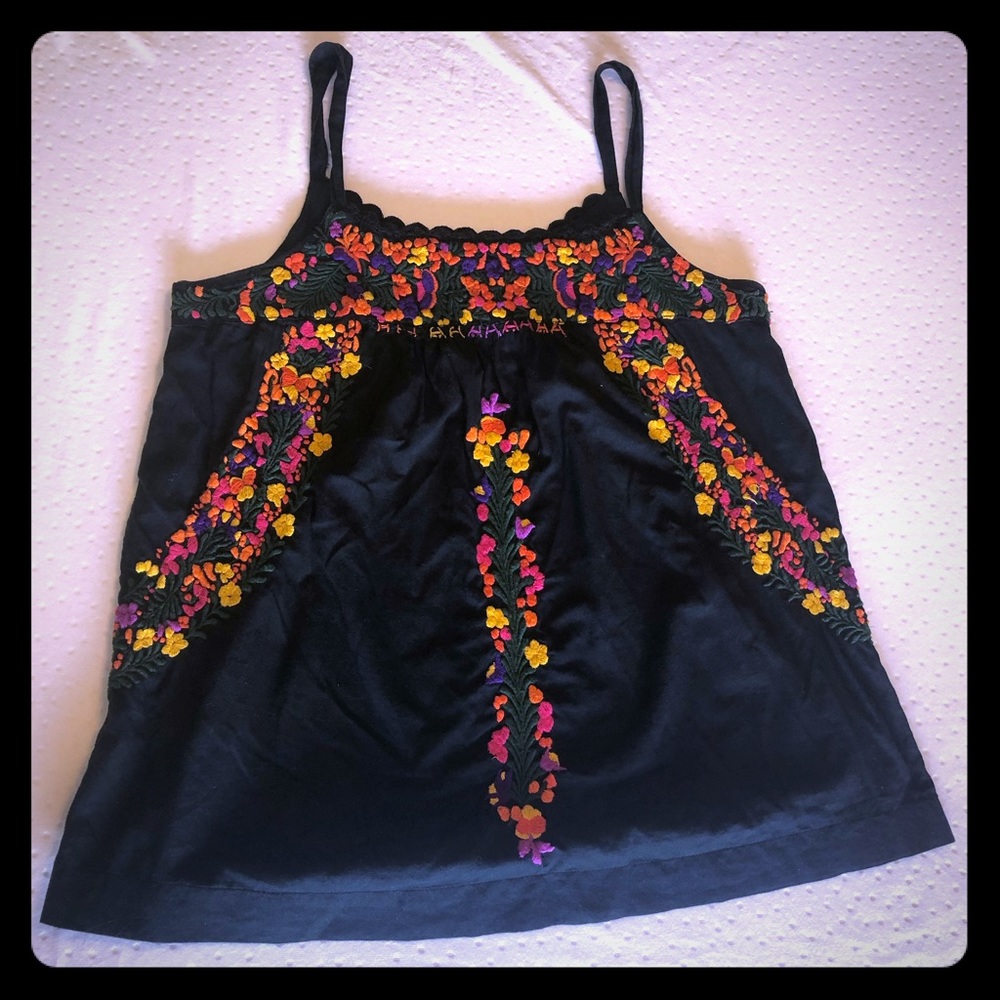 Lucky Brand babydoll embroidered top, Small